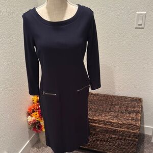 Navy Dress with Zipper Accents